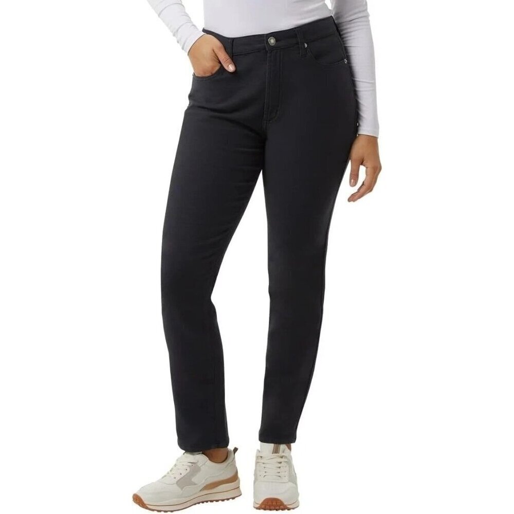 32 Degrees Heat Women's L Black Straight-Leg Jeans stretch Pull on M0175